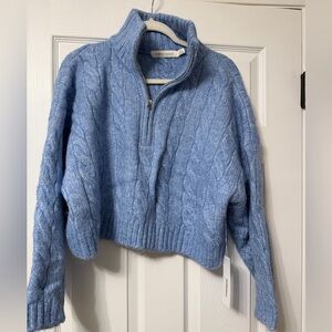 NWT BISHOP + YOUNG QUARTER ZIP CANLE KNIT SWEATER! SIZE M!